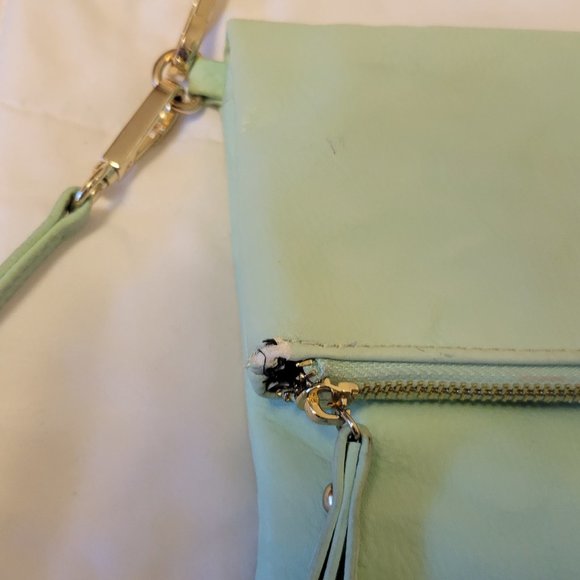 ❣️HP❣️Charming Charlie mint fold over snap/zip closure w/removable strap purse. - Picture 10 of 12
